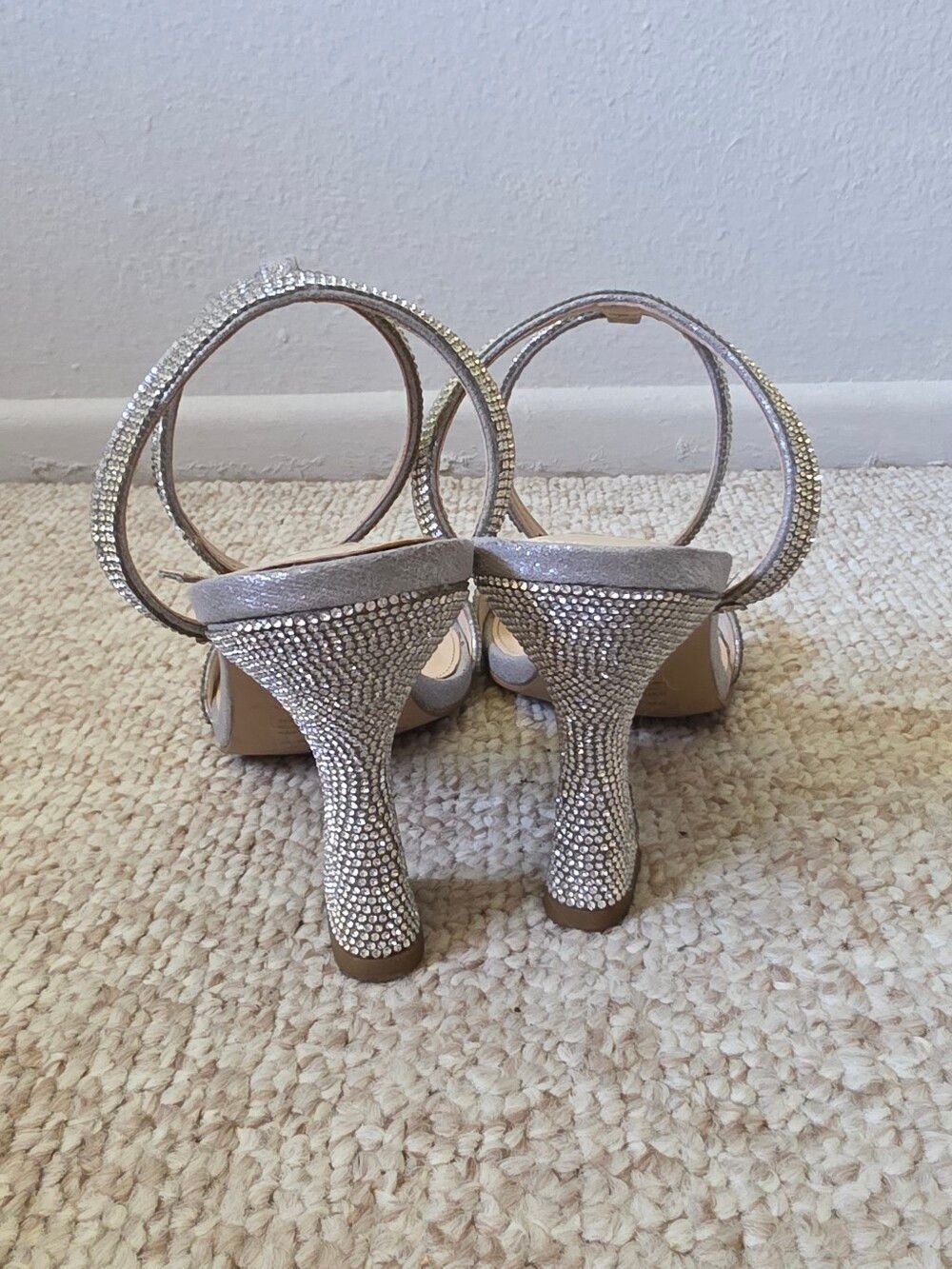 Steve Madden Lange Glam Heels Silver Rhinestones Size 8 - Picture 5 of 14